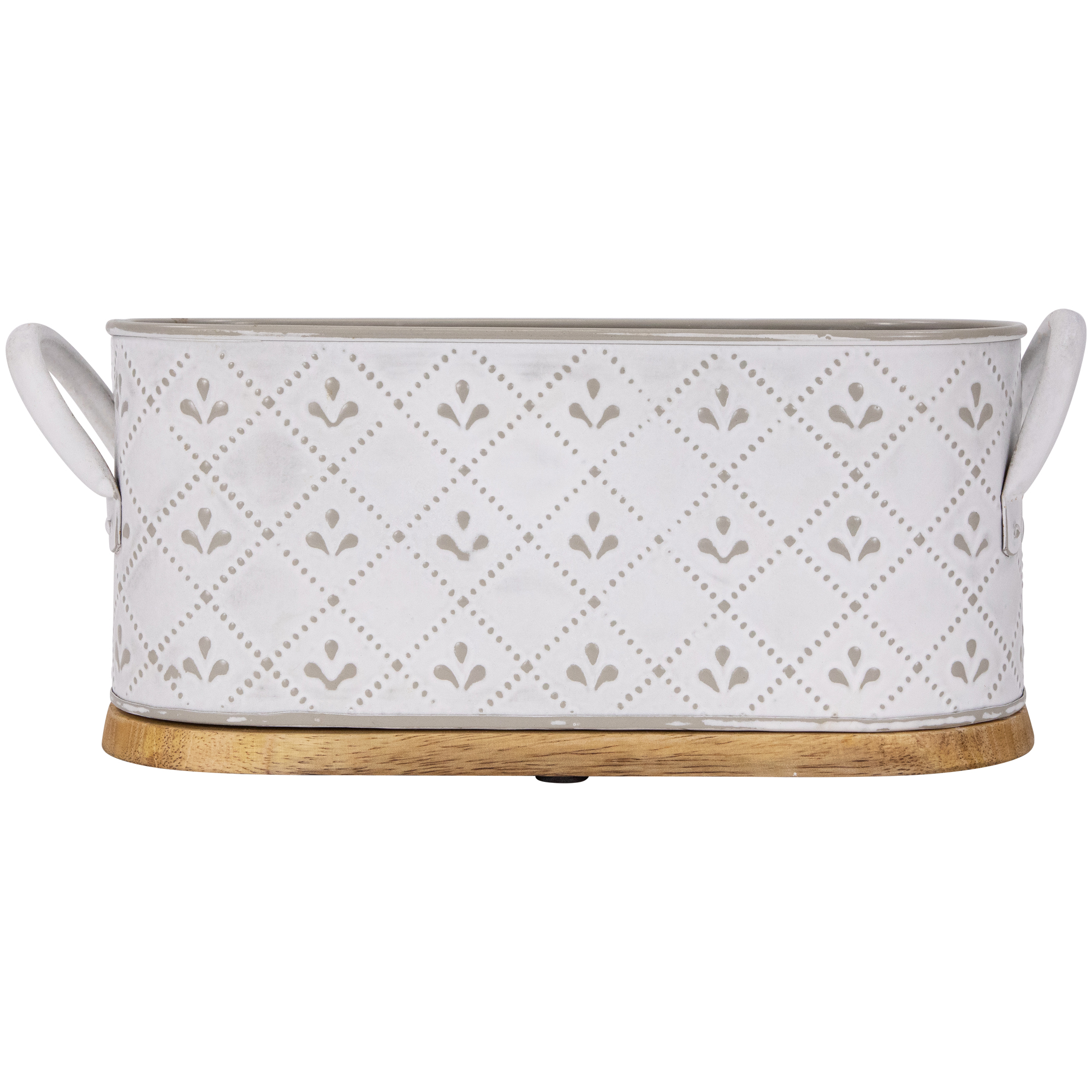 Kitchen Utensils - White oval embossed utensil caddy featuring