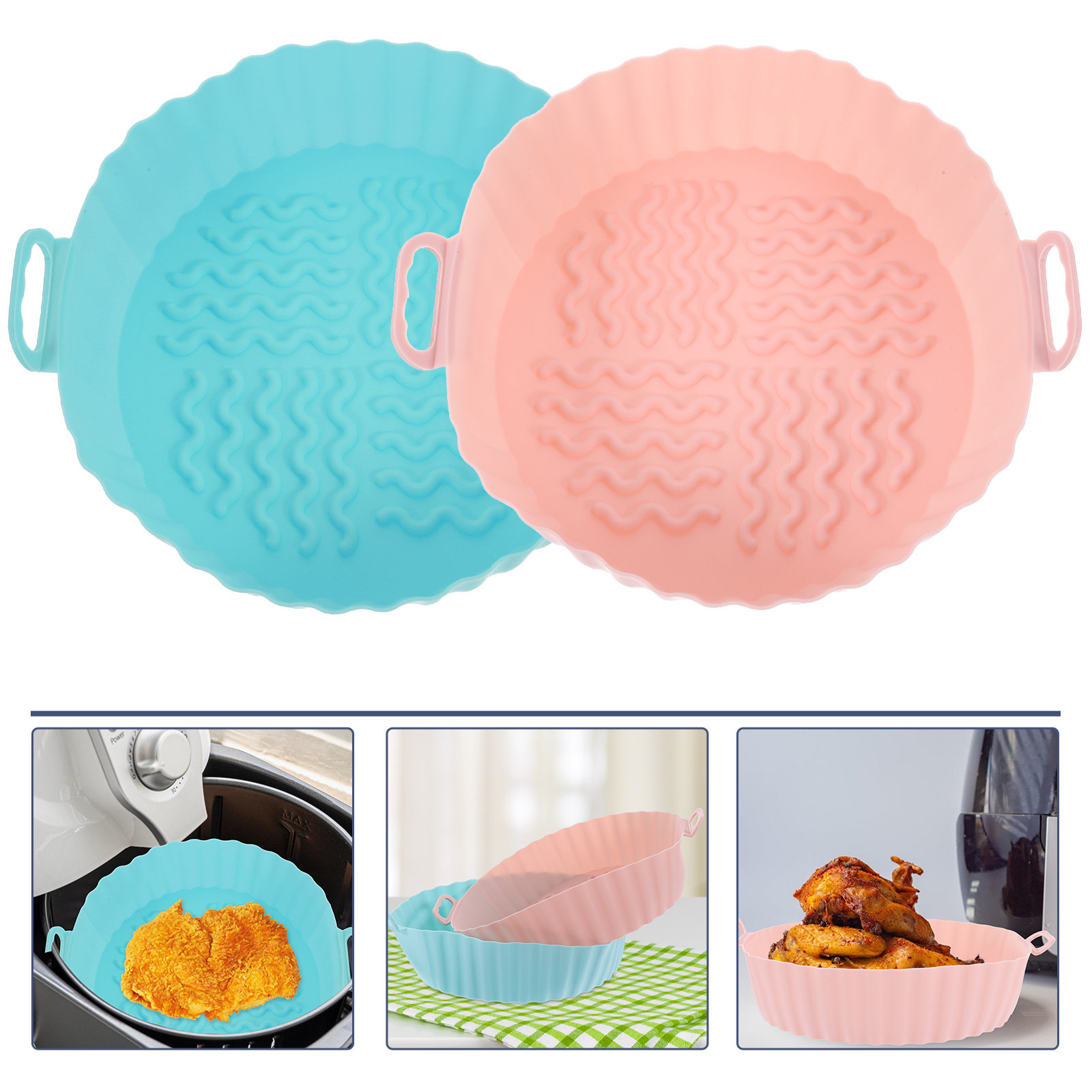 2Pcs Silicone Air Fryer Basket - Kitchen Baking Mat recensie en prijs