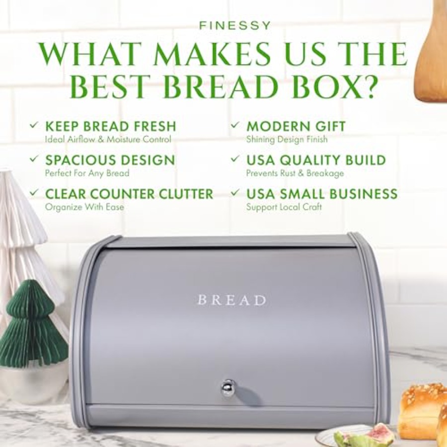 Modern Metal Bread Box for Kit - Kitchen Baking Mat recensie en prijs