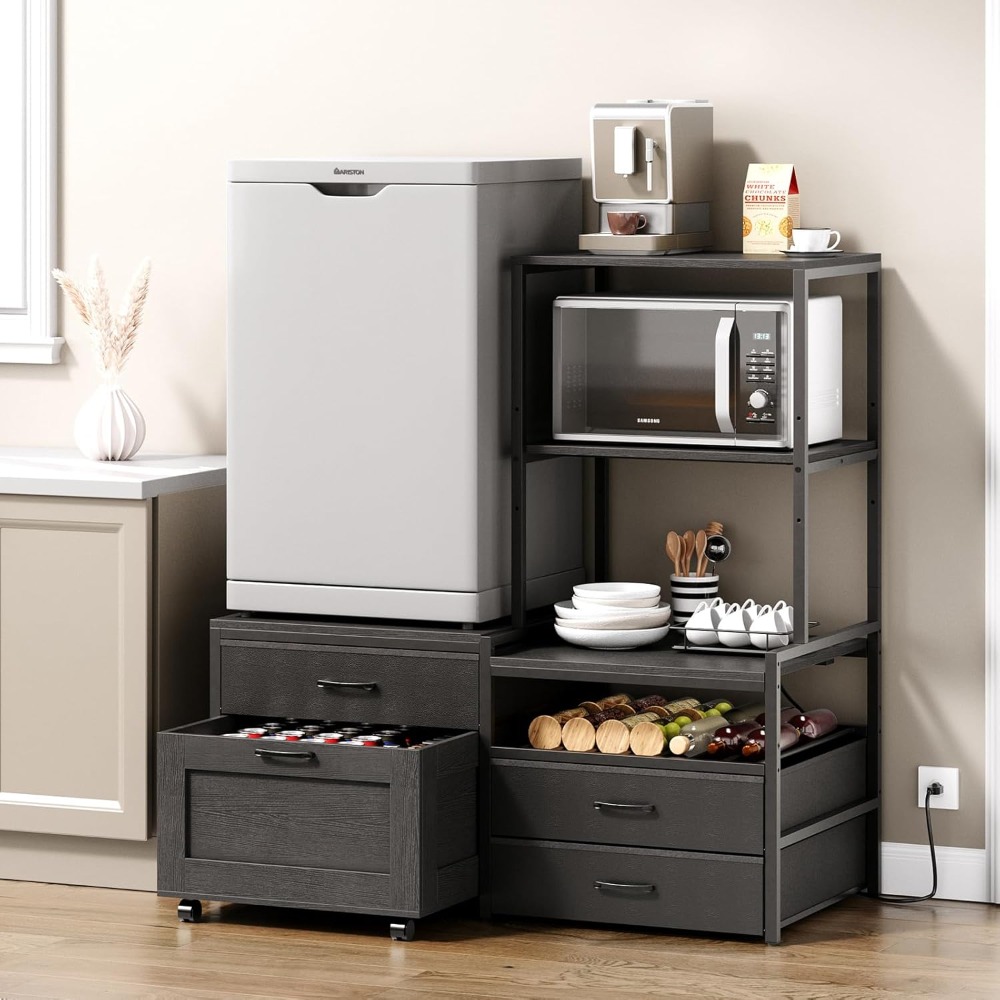 Mini Fridge Stand with Wine Ra - Kitchen Baker recensie en prijs