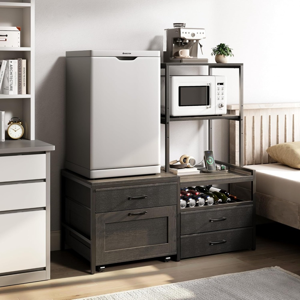 Mini Fridge Stand with Wine Ra - Kitchen Baker recensie en prijs
