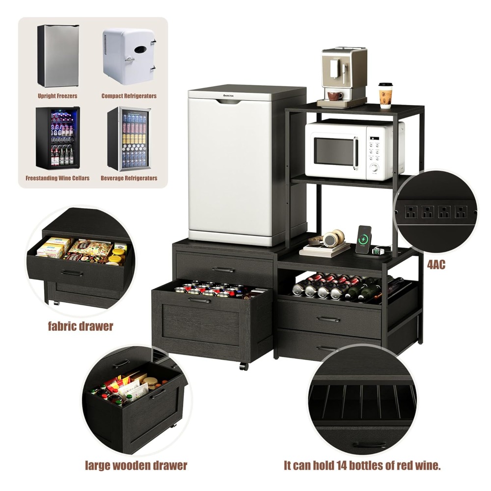 Mini Fridge Stand with Wine Ra - Kitchen Baker recensie en prijs