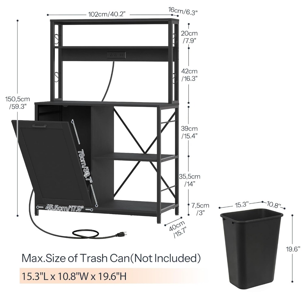 Bakers Rack with Power Outlet, - Kitchen Baker recensie en prijs