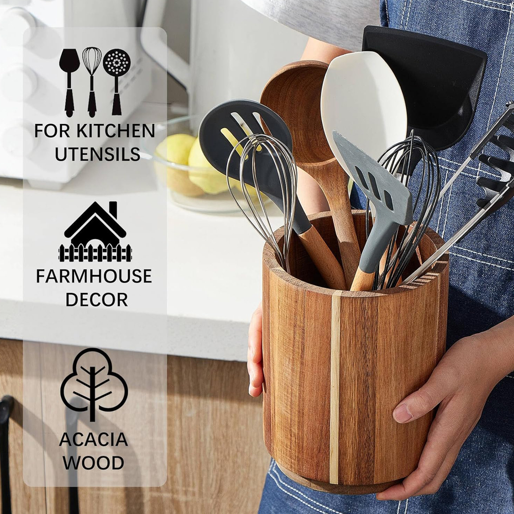 Acacia Wood Utensil Holder for - Kitchen Utensils recensie en prijs