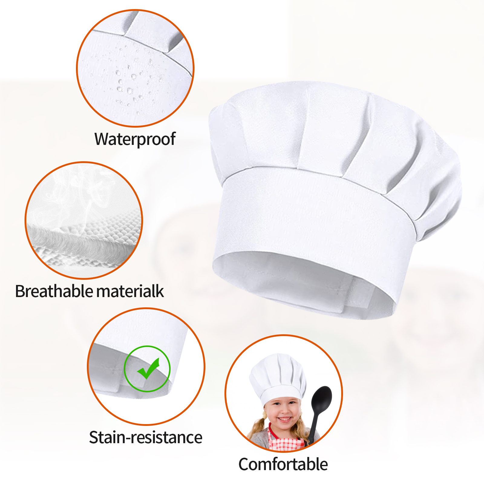 4PCS White Party Cap Hat Costu - Baking Kitchen Kids recensie en prijs