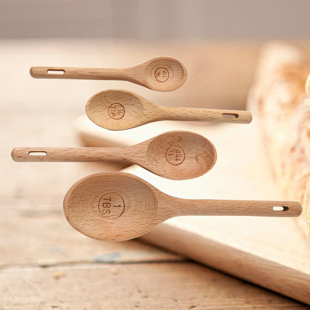 4Pcs Wooden Measuring Spoons S - Kitchen Baking Utensil Set recensie en prijs