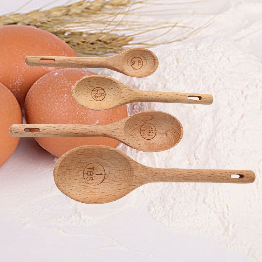4Pcs Wooden Measuring Spoons S - Kitchen Baking Utensil Set recensie en prijs