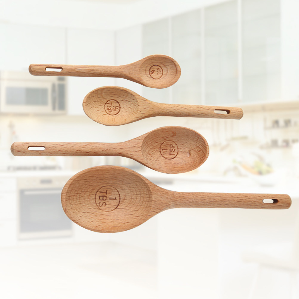 4Pcs Wooden Measuring Spoons S - Kitchen Baking Utensil Set recensie en prijs